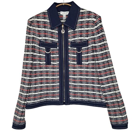 St. John Sport by Marie Gray Red White & Blue Jacket with Undershirt Size S - Picture 2 of 12